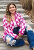 Bonbon Checkered Pattern Open Front Plus Size Cardigan