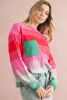 Rose Striped Patch Pocket Drop Shoulder Knit Sweater