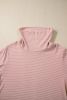 Pink Stripe Cowl Neck Side Slits Loose Fit Long Sleeve Top