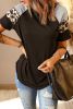 Blank T Shirt - Black Stripes and Leopard Print Short Sleeve Summer Top Customized