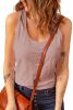 Pink Plain Scoop Neck Basic Solid Tank Top