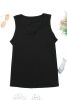 Blank Tank Top - Black Solid Strappy Neck Casual Tank Top Customized