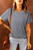Blank T Shirt - Grey Solid Basic Raglan Sleeve Crew Neck T-Shirt Customized