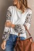 Blank Sweatshirt - Ivory Cheetah Print Lantern Sleeve Crew Neck Raglan Shirt Customized