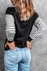 Blank Sweatshirt - Black Striped and Stars Print Long Sleeve T-Shirt Customized
