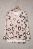 Khaki Leopard Print V Neck Long Sleeve Shirt