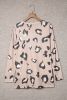 Khaki Leopard Print V Neck Long Sleeve Shirt