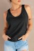Blank Tank Top - Black Basic Scoop Neck Solid Tank Top Customized