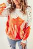 Orange Tie Dye Print Pullover Sweatshirt