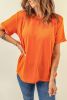 Blank T Shirt - Orange Crewneck Rolled Up Short Sleeve Plain T-Shirt Customized