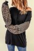 Blank Sweatshirt - Black Leopard Striped Sleeve Long Sleeve Top Customized