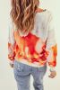 Orange Tie Dye Print Pullover Sweatshirt