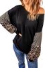 Blank Sweatshirt - Black Leopard Striped Sleeve Long Sleeve Top Customized