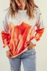 Orange Tie Dye Print Pullover Sweatshirt