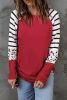 Blank Sweatshirt - Red Striped Animal Print Long Sleeve Top Customized