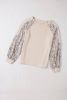 Blush Pink Bishop Sleeve Animal Print Long Sleeve Shirt