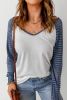 Blank T Shirt - Dark Blue and White Mesh Contrast Casual T Shirt Customized