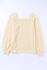Apricot Waffle Texture Square Neck Pullover Top