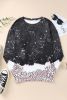 Black Ti Dye Leopard Print Crewneck Oversized Sweatshirt Customized