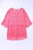 Rosy Leopard Print Oversized Casual Half Sleeve V Neck Top