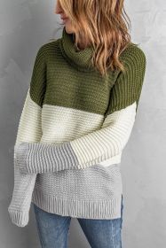 Color Block Knitted Pullover Cowl Neck Sweater for Women (size: (US 4-6)S)