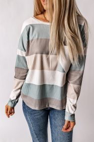 Green Color Block Casual Pocket Long Sleeve Top (size: (US 4-6)S)