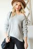 Grey Buttoned Drop Shoulder Oversized Sweater