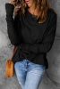 Blank Sweatshirt - Black Casual Thumbhole Long Sleeve Top Customized