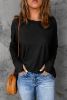 Blank Sweatshirt - Black Casual Thumbhole Long Sleeve Top Customized