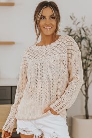 Pink Solid Casual Drop Shoulder Knit Sweater (size: (US 4-6)S)