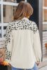 Apricot Corduroy Leopard Print Pocketed Shacket