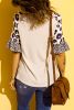 Blank T Shirt - Blush Pink and Cheetah Print Ruffle Short Sleeve V Neck T Shirt Customized