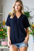 Blue Casual Plaid Print Back Pleated Side Split Blouse