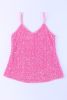 Pink Sexy Shiny Sequin Spaghetti Strap Cami Top