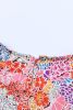 Multicolor Floral Boho Ruffle Bubble Sleeve Blouse