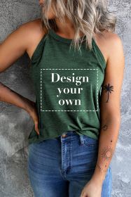 Blank Tank Top - Green Casual Solid Color Crew Neck Tank Top Customized (size: (US 8-10)M)