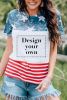 Blank T Shirt - American Flag Print Short Sleeve T Shirt Customized