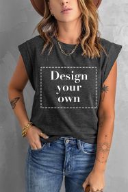 Blank T Shirt - Gray Cotton Blend Round Neck Tee Customized (size: (US 26-28)4XL)