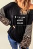 Blank Sweatshirt - Black Leopard Striped Sleeve Long Sleeve Top Customized
