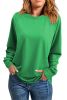 Green Solid Color Round Neck Raglan Sleeve Plain Sweatshirt