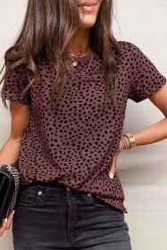 Red Cheetah Print Casual Short Sleeve Crew Neck T Shirt (size: (US 4-6)S)