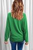Green Solid Color Round Neck Raglan Sleeve Plain Sweatshirt