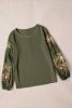 Olive Green Flower Embroidered Long Sleeve Blouse