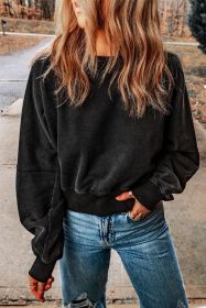Black Casual One Strap V-shape Open Back Sweatshirt (size: (US 4-6)S)