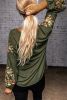 Olive Green Flower Embroidered Long Sleeve Blouse