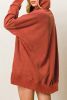 Orange Vintage Snap Button Thumbhole Long Sleeve Hoodie
