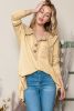 Apricot Waffle Pocket Seam Patchwork Loose Knit Top