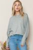 Grey Plain Solid Color Casual Seam Long Sleeve Top