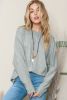 Grey Plain Solid Color Casual Seam Long Sleeve Top