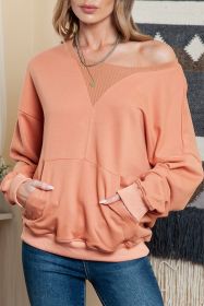 Apricot Basic Kangaroo Pocket Pullover Sweatshirt (size: (US 4-6)S)